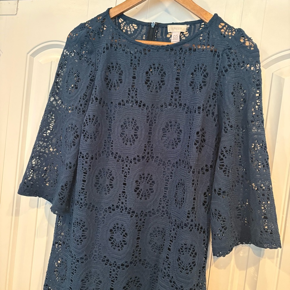 Chico’s Teal‎ Crochet Dress Size 0.5 (Size 6)